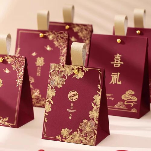 结婚订婚喜糖盒中式烫金喜糖袋