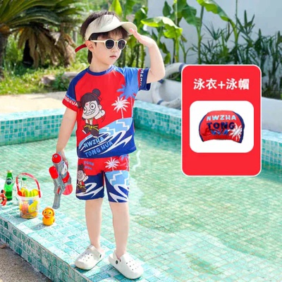 WASSUP哪吒男童分体速干泳衣套装