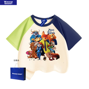 WASSUP疯狂动物城儿童短袖t恤纯棉夏季2026潮半袖夏装衣服男女童
