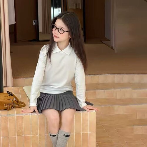 【260克膨体德绒，87聚酯纤维13氨纶】儿童秋冬季女童翻领打底衫