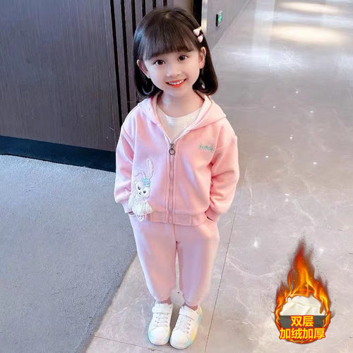 原版布料双层加绒加厚。女童秋冬2025新款网红星黛露小童两件套