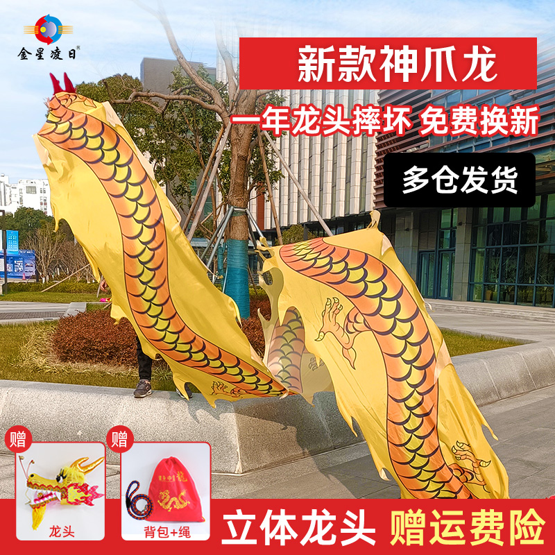 金星凌日神爪龙广场健身龙耍龙运动甩飘彩带舞龙头学中老年初舞龙