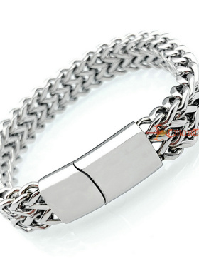 男士纯色链条钛钢编制手环新款