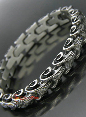 朋克霸气龙骨手链不锈钢潮牌摇滚复古花纹个性手链钛钢时尚手饰品