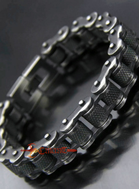 耐用单车链手链不锈钢复古做旧男