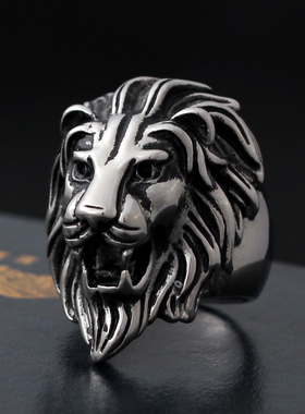 男士戒指狮子头镂空嘻哈夜店朋克
