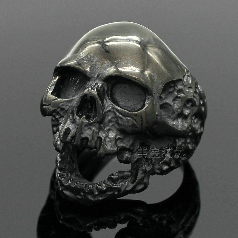创意男款戒指钛钢男士戒指潮男个性霸气复古骷髅头发型师戒子指环