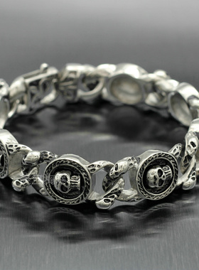 欧美骷髅头钛钢朋克风配饰手链