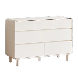 源氏木语加兰实木七斗柜奶油风白色卧室床尾柜抽屉柜收纳柜斗橱