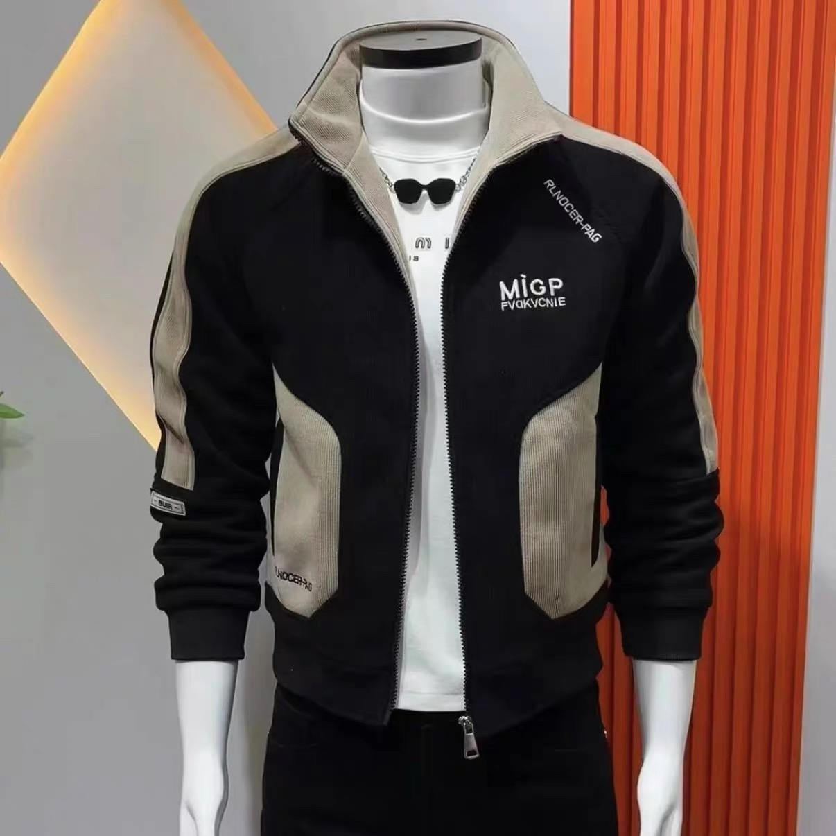 轻熟风立领加绒夹克男冬季新款