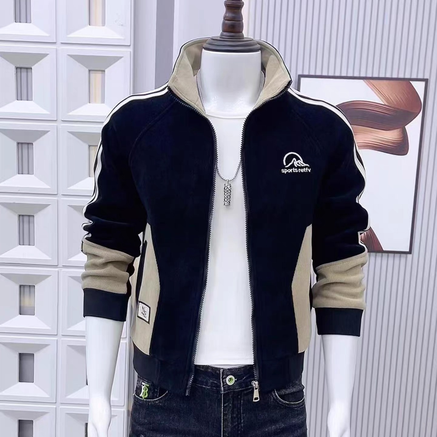 新款男士加厚加绒保暖夹克