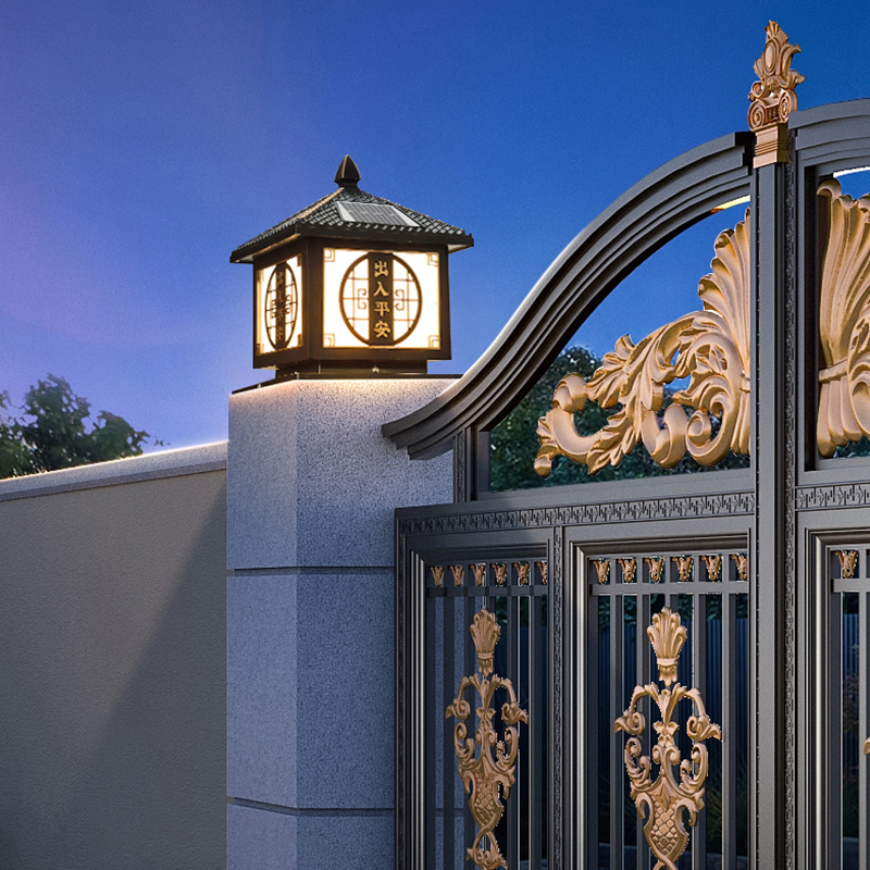 太阳能庭院柱头灯户外防水花园围墙接电款院子室外别墅大门柱子灯