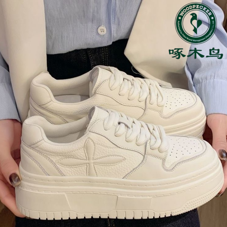 啄木鸟小白鞋松糕百搭板鞋小香风