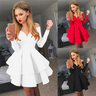 Business Sleeve Basic Cocktail Dress Casual Mini Long