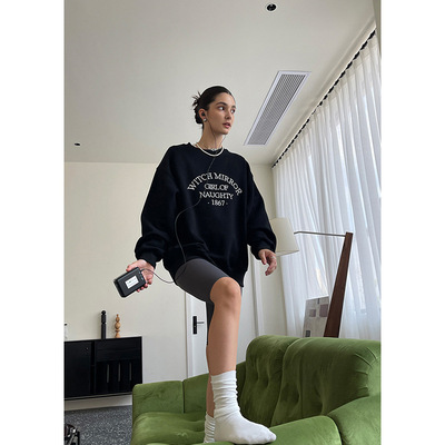 retro velvet long sleeved sweatshirt春秋美式复古加绒长袖卫衣