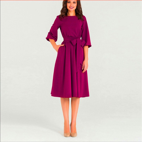 Casual O-Neck Elasticity Elegant Party Dresses Vestidos New