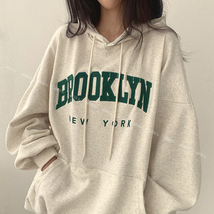 Embroidered letter long sleeved hoodie春秋刺绣字母长袖卫衣女