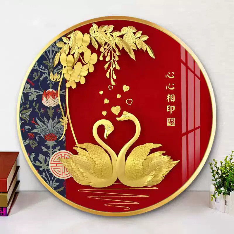 手工diy2026新款心心相印钻石画结婚天鹅贴钻十字绣送人喜庆带框