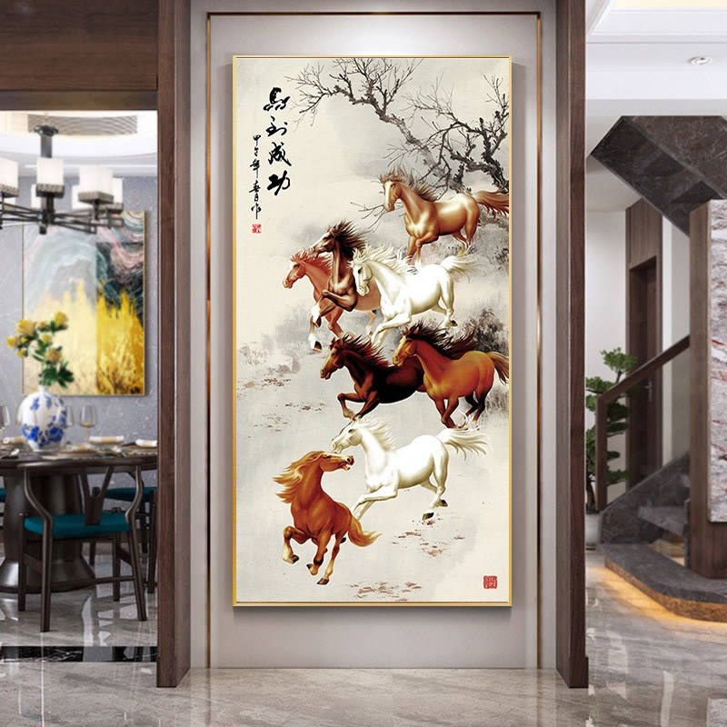 2026马年八骏图5D满贴钻石画