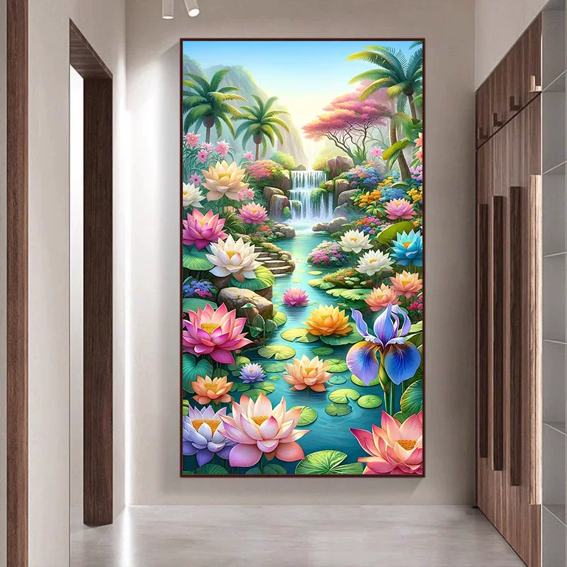 2026新款荷花青山绿水钻石画