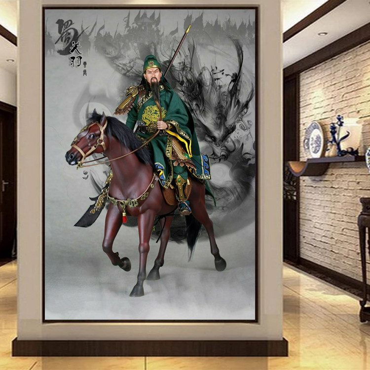 5d关帝圣君钻石画2026新款关羽关公骑马点粘贴砖十字绣武财神中堂
