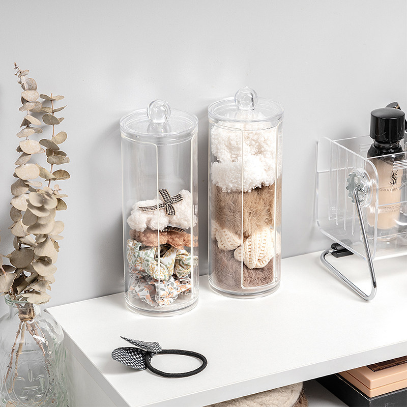 个性圆柱透明亚克力收纳桶小物件化妆棉整理盒桌面杂物文具化妆桶,收纳整理,化妆刷收纳盒/桶,淘宝优惠券,粉丝福利购,淘宝优惠卷