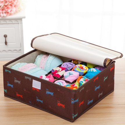 加厚内衣内裤收纳盒  牛津布有盖文胸整理盒袜子储物盒衣物收纳箱