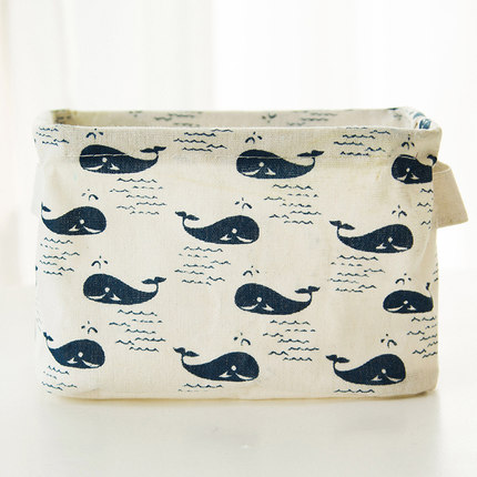 创意小清新棉麻防水桌面化妆品收纳盒办公储物收纳箱 杂物收纳筐