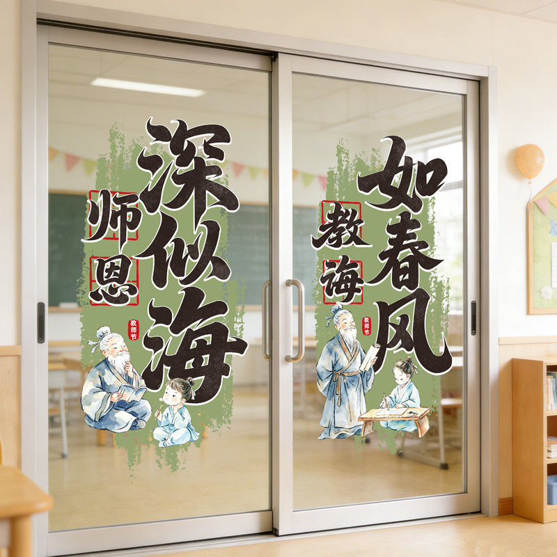 师恩深似海教诲如春风UV静电贴