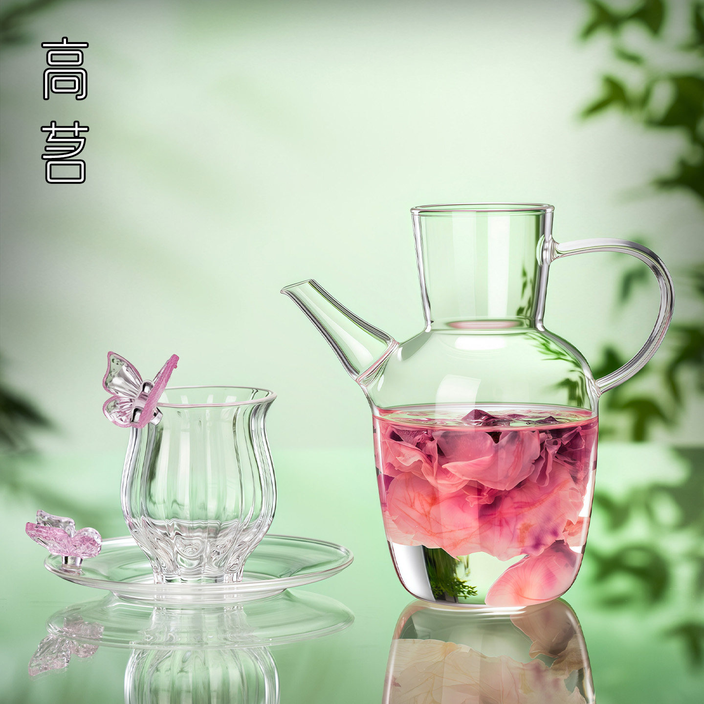 女士玫瑰花茶壶玻璃耐高温仿宋图片