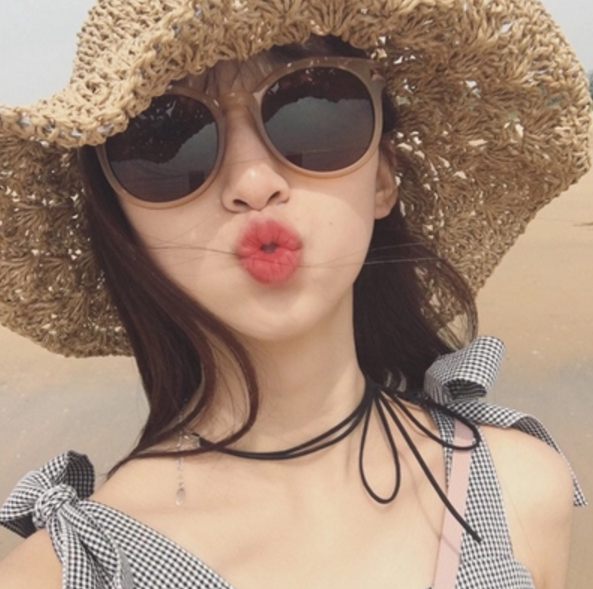 网红ins同款茶色墨镜女潮韩国磨砂香槟圆形框复古太阳镜个性大脸