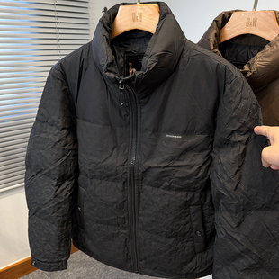 新国标90白鸭绒品牌压花羽绒服男款冬季加厚立领休闲外套男面包服