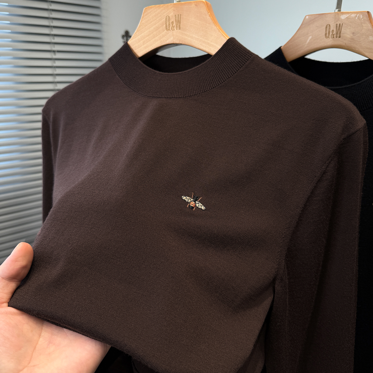 高端精纺超细羊毛衫男半高领