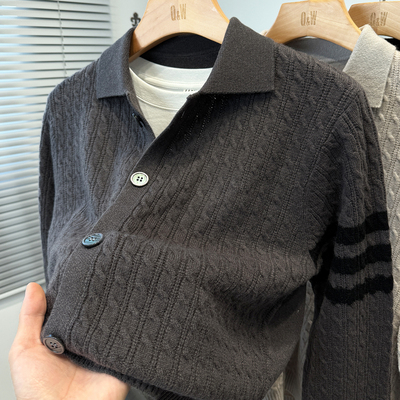 100绵羊毛开衫男款高级感