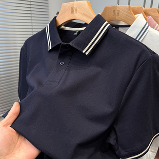 商务休闲中年polo衫 t恤男翻领夏季 男纯色百搭上衣服 纯棉短袖 爆款