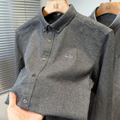 高级感磨毛衬衫 保罗 内搭寸衣男装 男长袖 商务休闲中年衬衣服秋冬季
