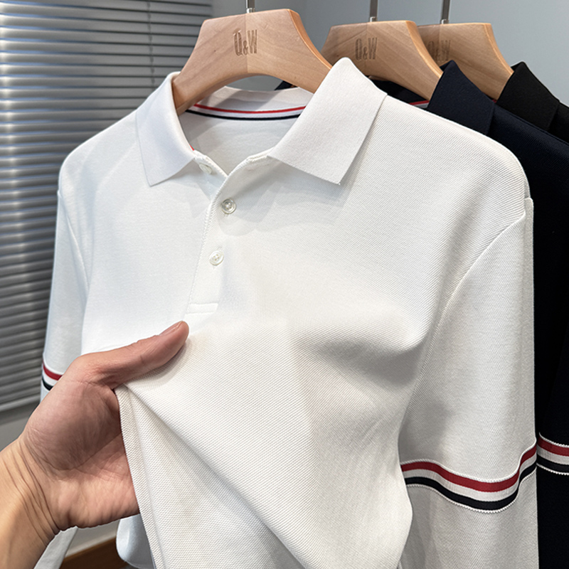 液氨珠地纯棉长袖t恤男