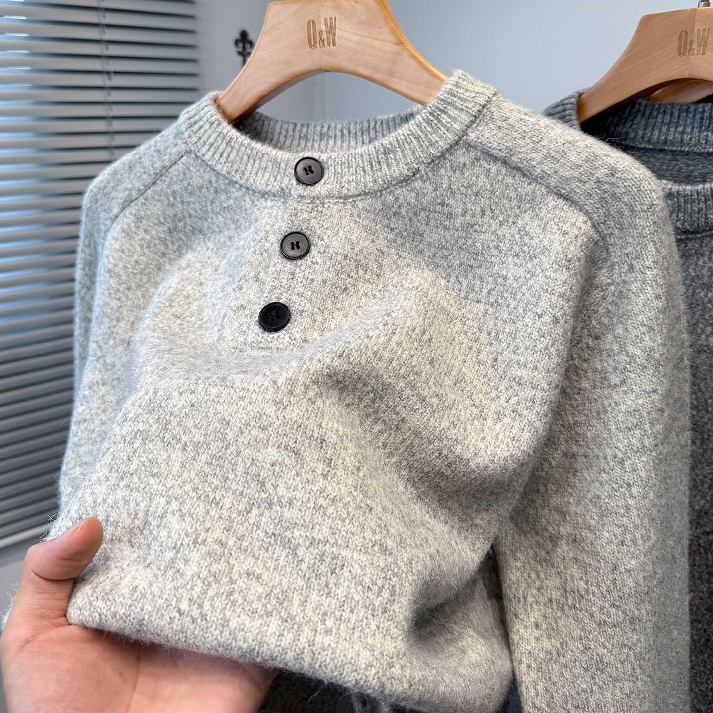 门筒亨利领毛衣男款加厚