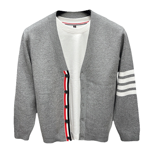 经典品牌开衫男针织衫春秋季V领毛衣外套男装tb外搭线衣披肩潮流