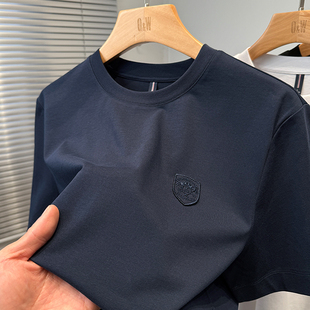 220克重磅雙紗100%純棉t恤男短袖 青年上衣服純色百搭半袖 圓領(lǐng)夏季