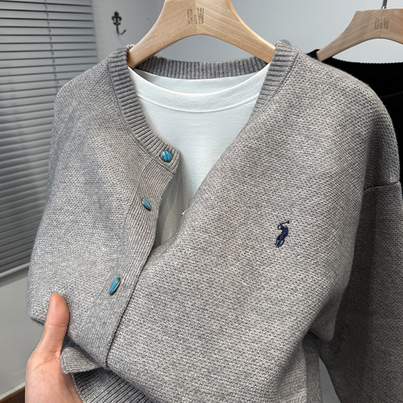 爆款品牌刺绣保罗开衫男针织衫