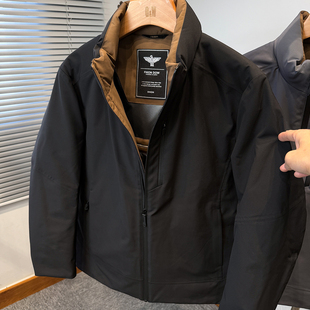 新国标90绒立领羽绒服男款冬季加厚商务休闲中年外套男装行政夹克