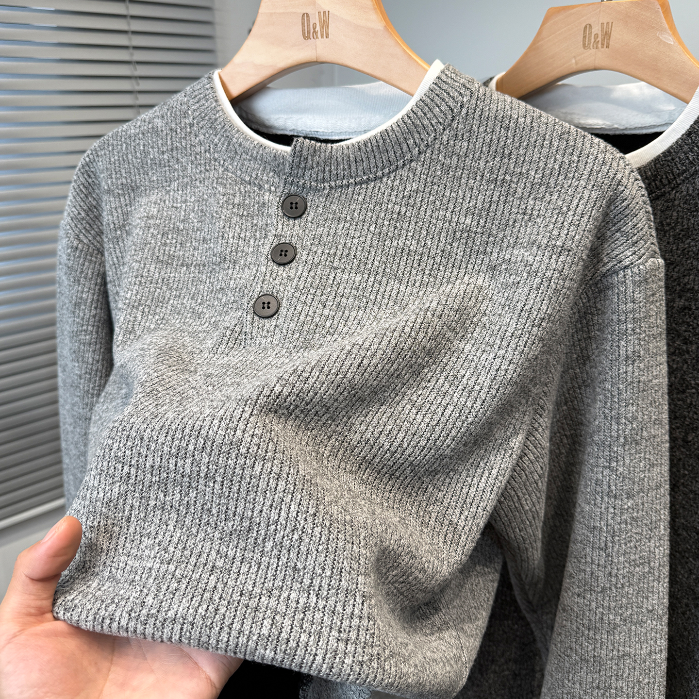 假两件卫衣男加绒加厚