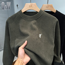 加绒加厚内搭 冬季 保罗小马标刺绣T恤男打底衫 奥利绒圆领卫衣男装