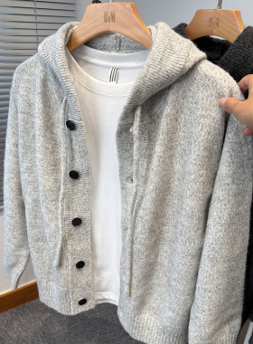 连帽针织开衫男韩版宽松毛衣外套男款秋冬季加厚卫衣男休闲潮外搭