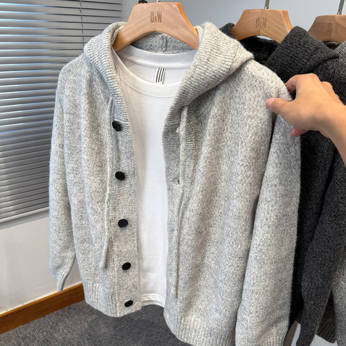 连帽针织开衫男韩版宽松