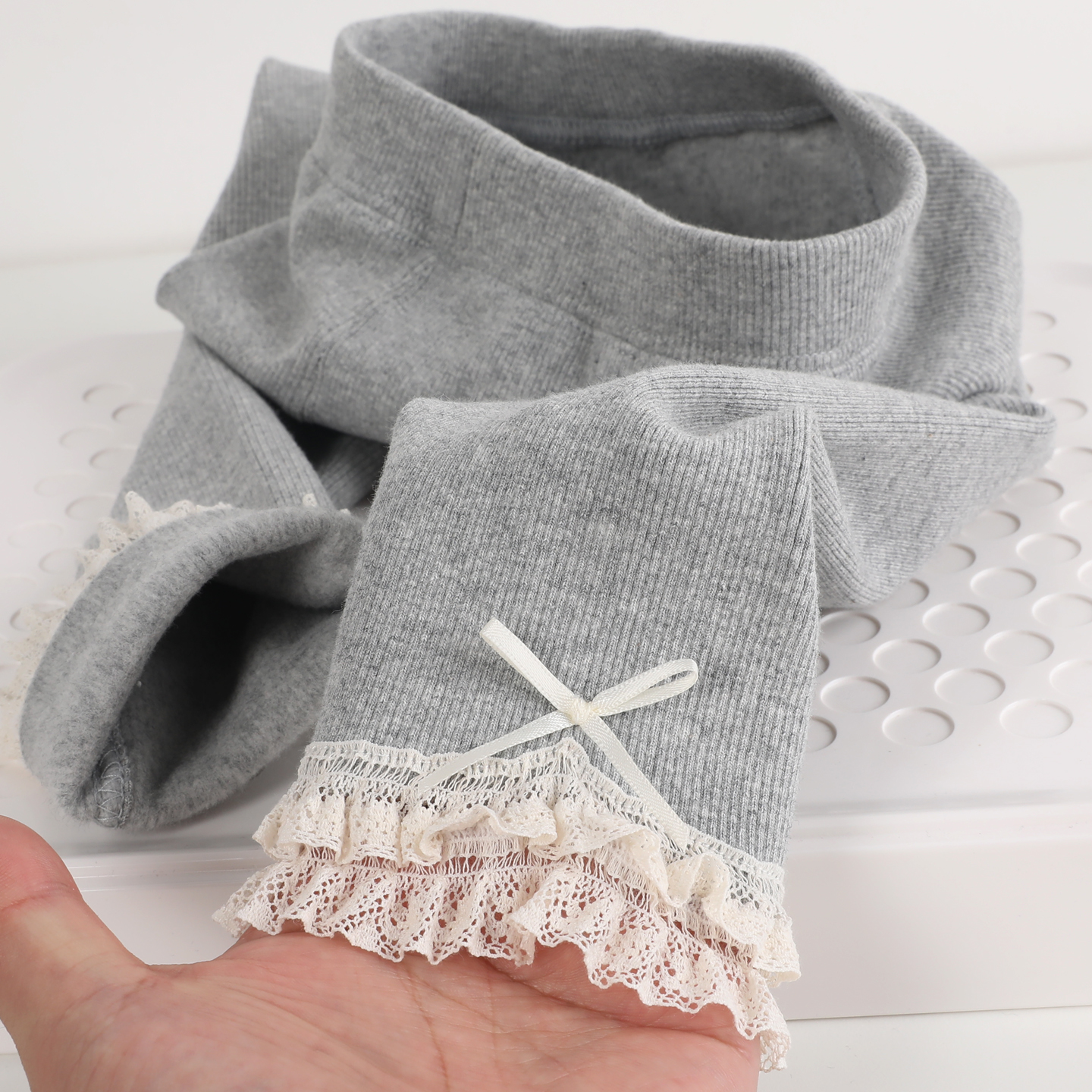 女童打底裤薄绒外穿春秋冬季加厚纯棉磨毛儿童抓绒蕾丝韩版瑜伽裤