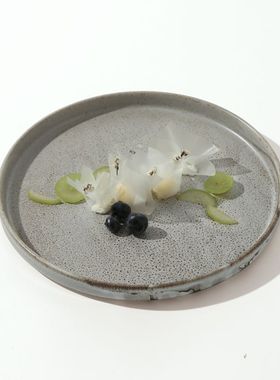 DXC北欧简约风格几何深盘陶瓷浅盘 灰色家用大号牛排盘耐热餐具