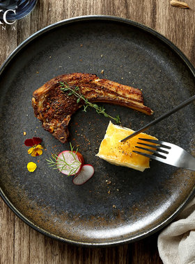 DXC牛排盘子创意西餐盘陶瓷盘子西餐餐具菜盘 个性家用牛排餐盘