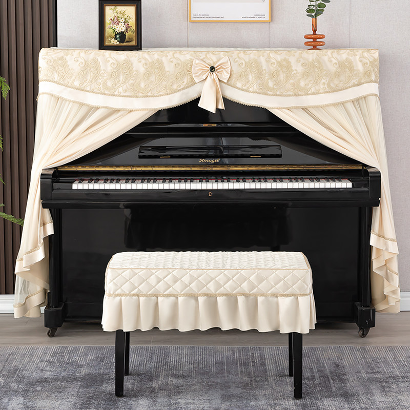 轻奢高档钢琴罩欧式网红防尘蕾丝钢琴防尘罩弹琴免取全罩琴盖巾布